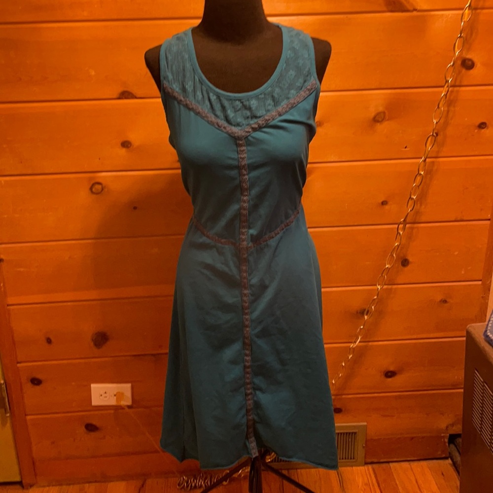 Teal cotton snd lace free flowing dress